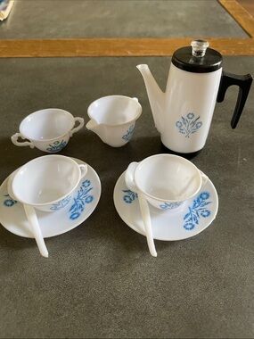 CORNINGWARE Toy Blue Cornflower Chilton Plastic Tea for 2 | 9 Piece Bundle | GUC